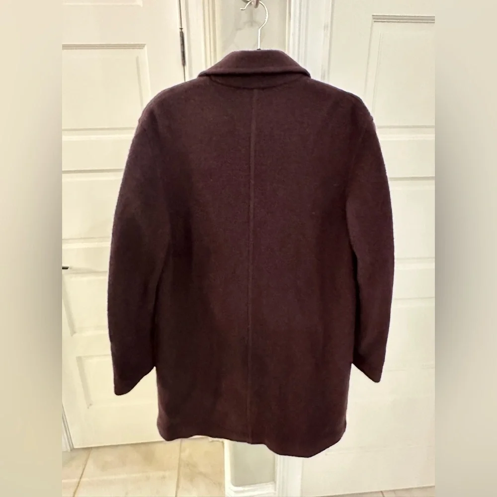 Vintage J. CREW Boiled Wool Coat Sz Large Petite Chocolate Brown Pockets Preppy - Picture 2 of 4